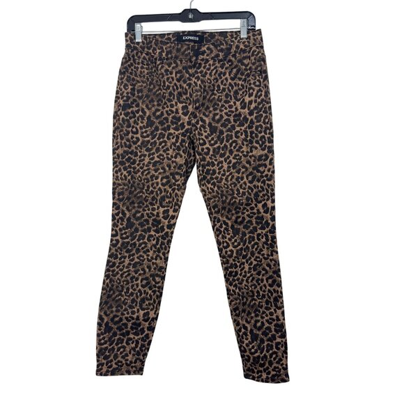 Express Ankle Legging High Rise Stretch Leopard Print Size 8R - Picture 2 of 13